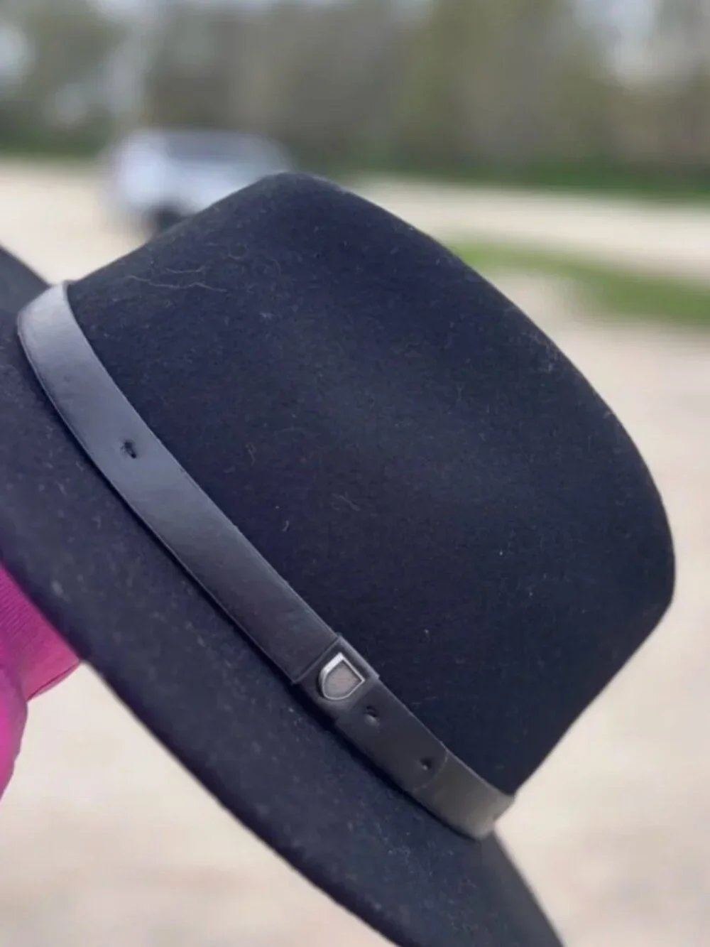 Brixton Men's Black Messer II Fedora Felt Wide Brim Adjustable Hat Size XL
